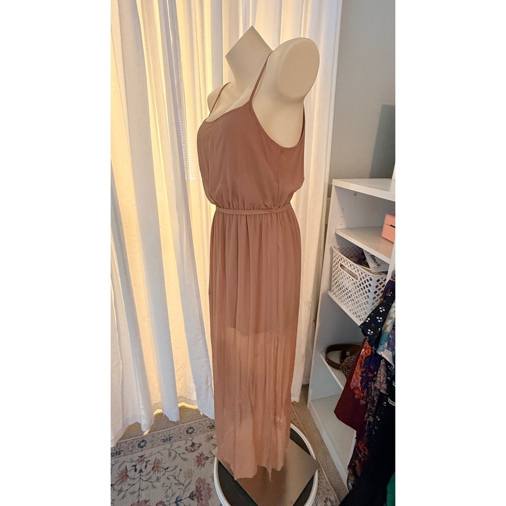 XXI Forever 21 Chiffon Maxi Slip Dress Sz S Backless Cutout Boho Summer - Picture 5 of 13